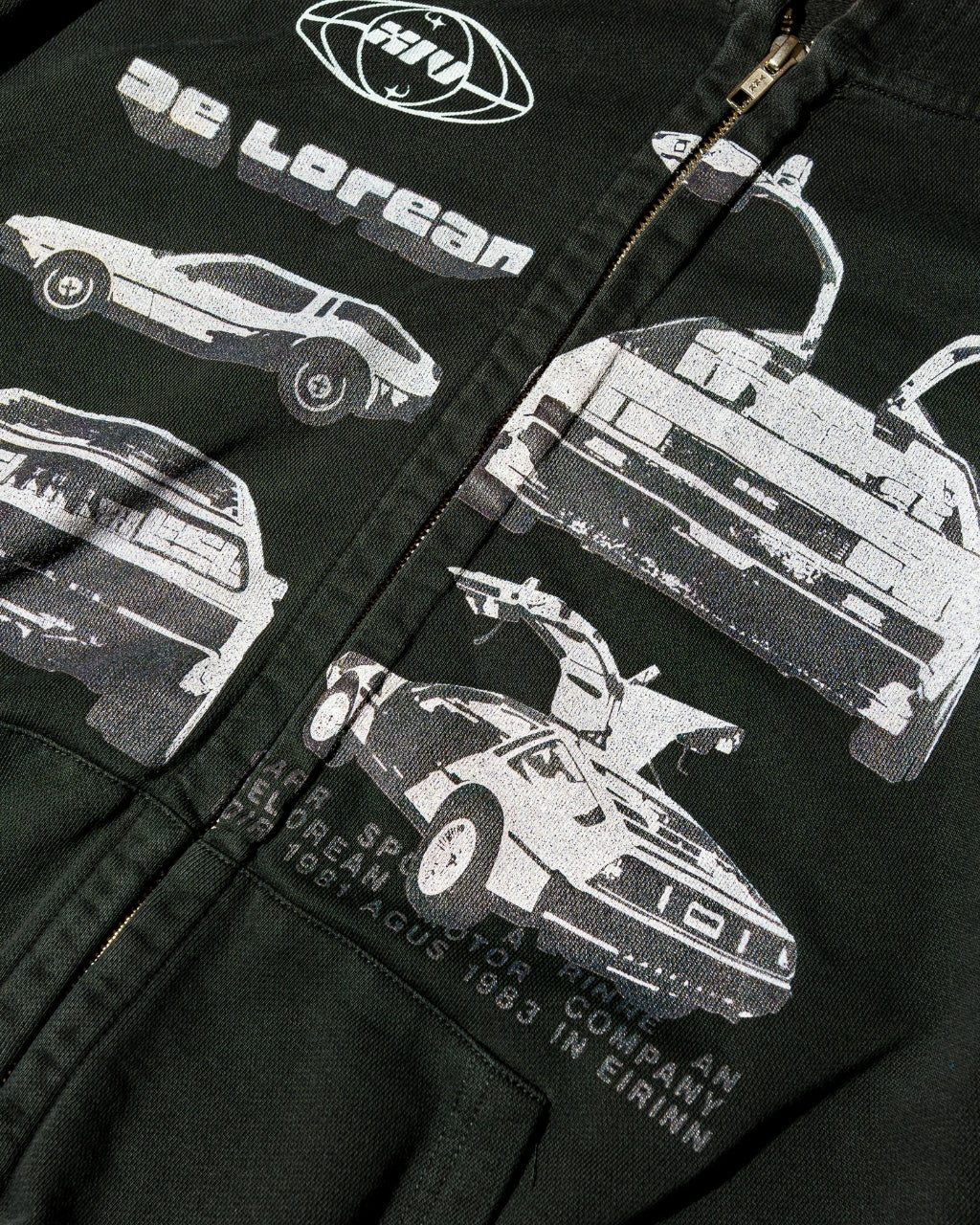 DeLorean Vintage Black Oversized Zipped Hoodie – XiV Clothing