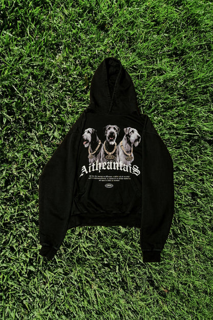 Aitheantais Vintage Black Oversized Hoodie