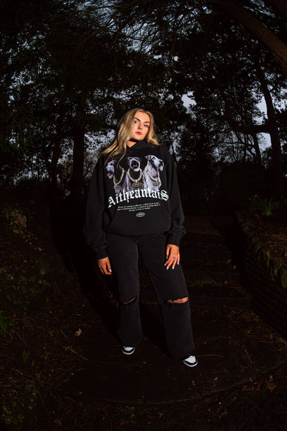 Aitheantais Vintage Black Oversized Hoodie